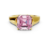 Yellow gold Fancy Pink Asscher  Solitaire Diamond Ring with Cathedral Band and Four-Prong Setting_83