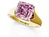 Yellow gold Fancy Pink Asscher  Solitaire Diamond Ring with Cathedral Band and Four-Prong Setting_84