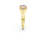 Yellow gold Fancy Pink Asscher  Solitaire Diamond Ring with Cathedral Band and Four-Prong Setting_85