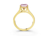 Yellow gold Fancy Pink Asscher  Solitaire Diamond Ring with Cathedral Band and Four-Prong Setting_86