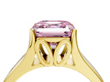 Yellow gold Fancy Pink Asscher  Solitaire Diamond Ring with Cathedral Band and Four-Prong Setting_87