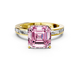 Yellow gold Fancy Pink Asscher  Solitaire Diamond Ring with Channel-Set Baguette Band and Four-Prong Setting_17