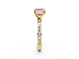 Yellow gold Fancy Pink Asscher  Solitaire Diamond Ring with Channel-Set Baguette Band and Four-Prong Setting_19