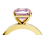 Yellow gold Fancy Pink Asscher  Solitaire Diamond Ring with Channel-Set Baguette Band and Four-Prong Setting_21