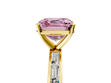 Yellow gold Fancy Pink Asscher  Solitaire Diamond Ring with Channel-Set Baguette Band and Four-Prong Setting_22