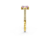 Yellow gold Fancy Pink Asscher  Solitaire Diamond Ring with Channel Set Band and Bezel Prong Setting_58
