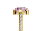 Yellow gold Fancy Pink Asscher  Solitaire Diamond Ring with Channel Set Band and Bezel Prong Setting_61