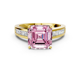 Yellow gold Fancy Pink Asscher  Solitaire Diamond Ring with Channel-Set Band and Four-Prong Setting_20