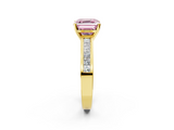 Yellow gold Fancy Pink Asscher  Solitaire Diamond Ring with Channel-Set Band and Four-Prong Setting_22