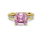 Yellow gold Fancy Pink Asscher  Solitaire Diamond Ring with Channel Set Band and Six-Prong Setting_47