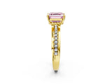 Yellow gold Fancy Pink Asscher  Solitaire Diamond Ring with Channel Set Band and Six-Prong Setting_49