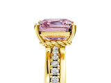 Yellow gold Fancy Pink Asscher  Solitaire Diamond Ring with Channel Set Band and Six-Prong Setting_52