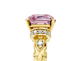 Yellow gold Fancy Pink Asscher  Solitaire Diamond Ring with Filigree Band and Four-Prong Setting_5