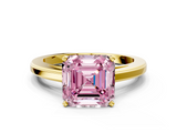 Yellow gold Fancy Pink Asscher  Solitaire Diamond Ring with Four-Prong Setting and Classic Band_20