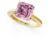 Yellow gold Fancy Pink Asscher  Solitaire Diamond Ring with Four-Prong Setting and Classic Band_21