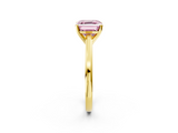 Yellow gold Fancy Pink Asscher  Solitaire Diamond Ring with Four-Prong Setting and Classic Band_22