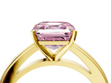 Yellow gold Fancy Pink Asscher  Solitaire Diamond Ring with Four-Prong Setting and Classic Band_24