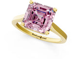 Yellow gold Fancy Pink Asscher  Solitaire Diamond Ring with Four-Prong Setting and Tapered Band 2
