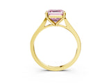 Yellow gold Fancy Pink Asscher  Solitaire Diamond Ring with Four-Prong Setting and Tapered Band 4