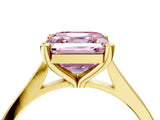 Yellow gold Fancy Pink Asscher  Solitaire Diamond Ring with Four-Prong Setting and Tapered Band 5