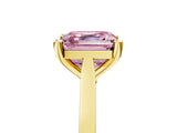 Yellow gold Fancy Pink Asscher  Solitaire Diamond Ring with Four-Prong Setting and Tapered Band