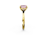 Yellow gold Fancy Pink Asscher  Solitaire Diamond Ring with Four-Prong Setting on a Plain Band_39