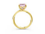 Yellow gold Fancy Pink Asscher  Solitaire Diamond Ring with Four-Prong Setting on a Plain Band_40