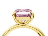 Yellow gold Fancy Pink Asscher  Solitaire Diamond Ring with Four-Prong Setting on a Plain Band_41