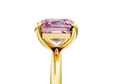 Yellow gold Fancy Pink Asscher  Solitaire Diamond Ring with Four-Prong Setting on a Plain Band_42