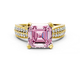 Yellow gold Fancy Pink Asscher  Solitaire Diamond Ring with Milgrain Pavé Band and Four-Prong Setting_54
