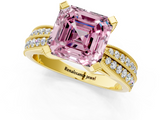 Yellow gold Fancy Pink Asscher  Solitaire Diamond Ring with Milgrain Pavé Band and Four-Prong Setting_55
