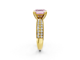 Yellow gold Fancy Pink Asscher  Solitaire Diamond Ring with Milgrain Pavé Band and Four-Prong Setting_56