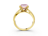 Yellow gold Fancy Pink Asscher  Solitaire Diamond Ring with Milgrain Pavé Band and Four-Prong Setting_57