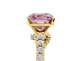 Yellow gold Fancy Pink Asscher  Solitaire Diamond Ring with Pavé Band and Four-Prong Setting_5