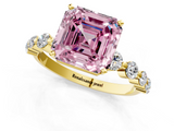 Yellow gold Fancy Pink Asscher  Solitaire Diamond Ring with Pave Band and Four-Prong Setting_18