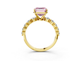 Yellow gold Fancy Pink Asscher  Solitaire Diamond Ring with Pave Band and Four-Prong Setting_20