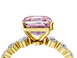 Yellow gold Fancy Pink Asscher  Solitaire Diamond Ring with Pave Band and Four-Prong Setting_21