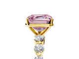 Yellow gold Fancy Pink Asscher  Solitaire Diamond Ring with Pave Band and Four-Prong Setting_22