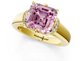 Yellow gold Fancy Pink Asscher  Solitaire Diamond Ring with Pave Band and Six-Prong Setting_31