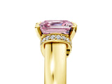 Yellow gold Fancy Pink Asscher  Solitaire Diamond Ring with Pave Band and Six-Prong Setting_35