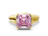 Yellow gold Fancy Pink Asscher  Solitaire Diamond Ring with Six-Prong Cathedral Setting_32