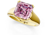 Yellow gold Fancy Pink Asscher  Solitaire Diamond Ring with Six-Prong Cathedral Setting_33