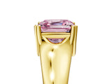 Yellow gold Fancy Pink Asscher  Solitaire Diamond Ring with Six-Prong Cathedral Setting_37