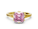 Yellow gold Fancy Pink Asscher  Solitaire Diamond Ring with Six-Prong Setting and Tapered Band_17