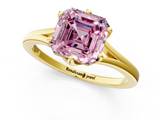 Yellow gold Fancy Pink Asscher  Solitaire Diamond Ring with Six-Prong Setting and Tapered Band_18