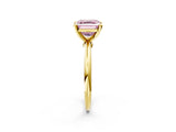 Yellow gold Fancy Pink Asscher  Solitaire Diamond Ring with Six-Prong Setting on a Classic Band 2