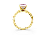 Yellow gold Fancy Pink Asscher  Solitaire Diamond Ring with Six-Prong Setting on a Classic Band 3