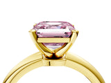 Yellow gold Fancy Pink Asscher  Solitaire Diamond Ring with Six-Prong Setting on a Classic Band 4