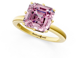 Yellow gold Fancy Pink Asscher  Solitaire Diamond Ring with Six-Prong Setting on a Classic Band_37