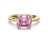 Yellow gold Fancy Pink Asscher  Solitaire Diamond Ring with Split Shank and Four-Prong Setting_12